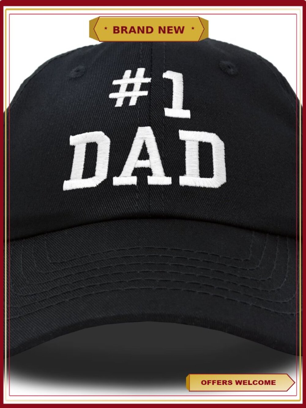 #1 Dad Embroidered Cotton Baseball Cap Adjustable